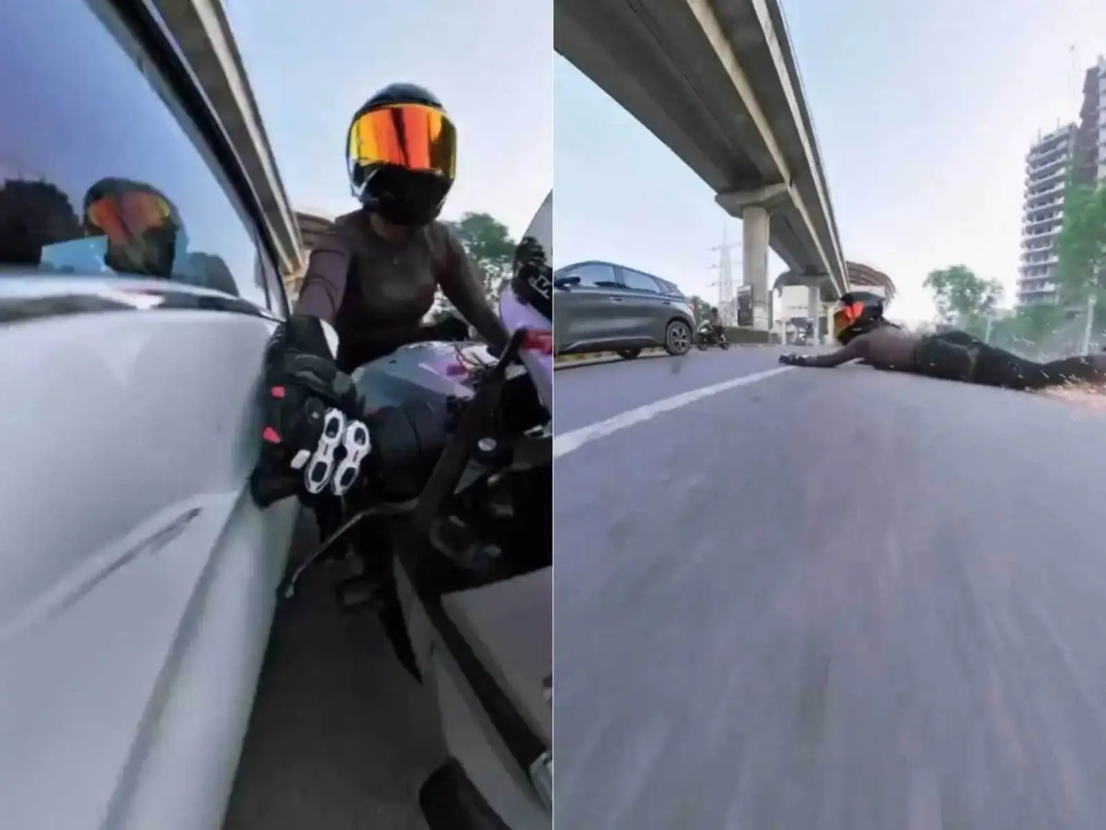 Gurgaon woman biker captures alleged road-rage incident on camera; BMW crashes off Mumbai