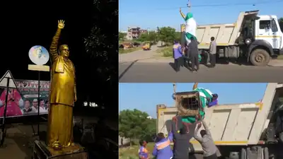Municipal authorities removed a 9-foot statue of Siddaramaiah near a Kalaburagi intersection