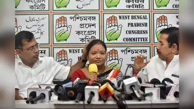 Congress Nandigram candidate Milan Pradhan’s wife speaks to the media on Thursday