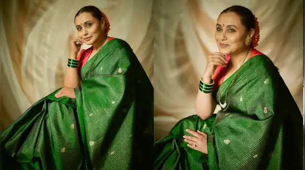 Rani Mukerji's green saree and gajra bring Marathi bahu glam into the spotlight, with just