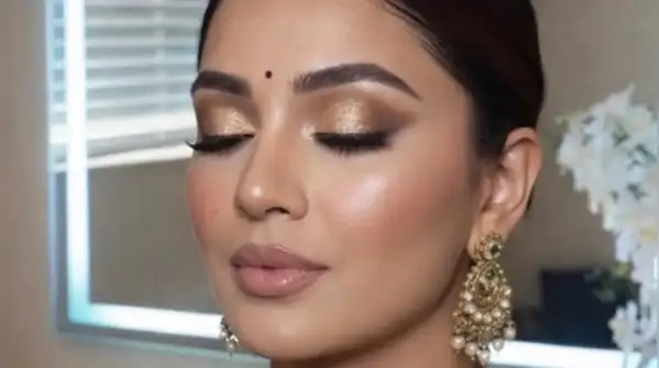 Pair your traditional outfit with a modern eye look, keep things simple with a bold lip