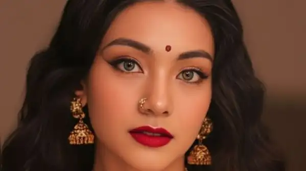 Pair your traditional outfit with a modern eye look, keep things simple with a bold lip