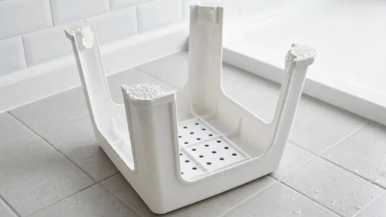 A slippery bathroom floor can make even a sturdy-looking stool move when you least expect it
