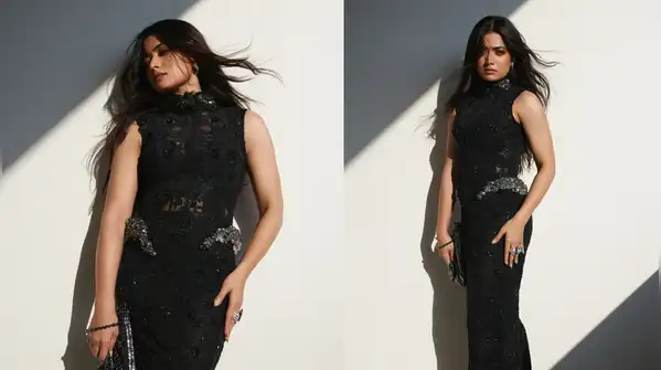 The actress showed up in a stunning black gown by Anamika Khanna, a piece crafted in 350 hours