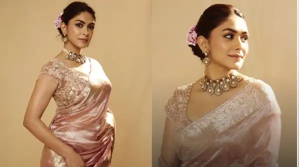 Wearing a magnificent pink saree, the actress combined the classic trio of statement jewellery