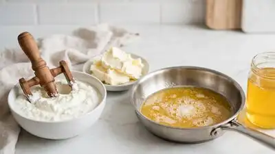 Ghee can be made at home from curd using a few simple steps