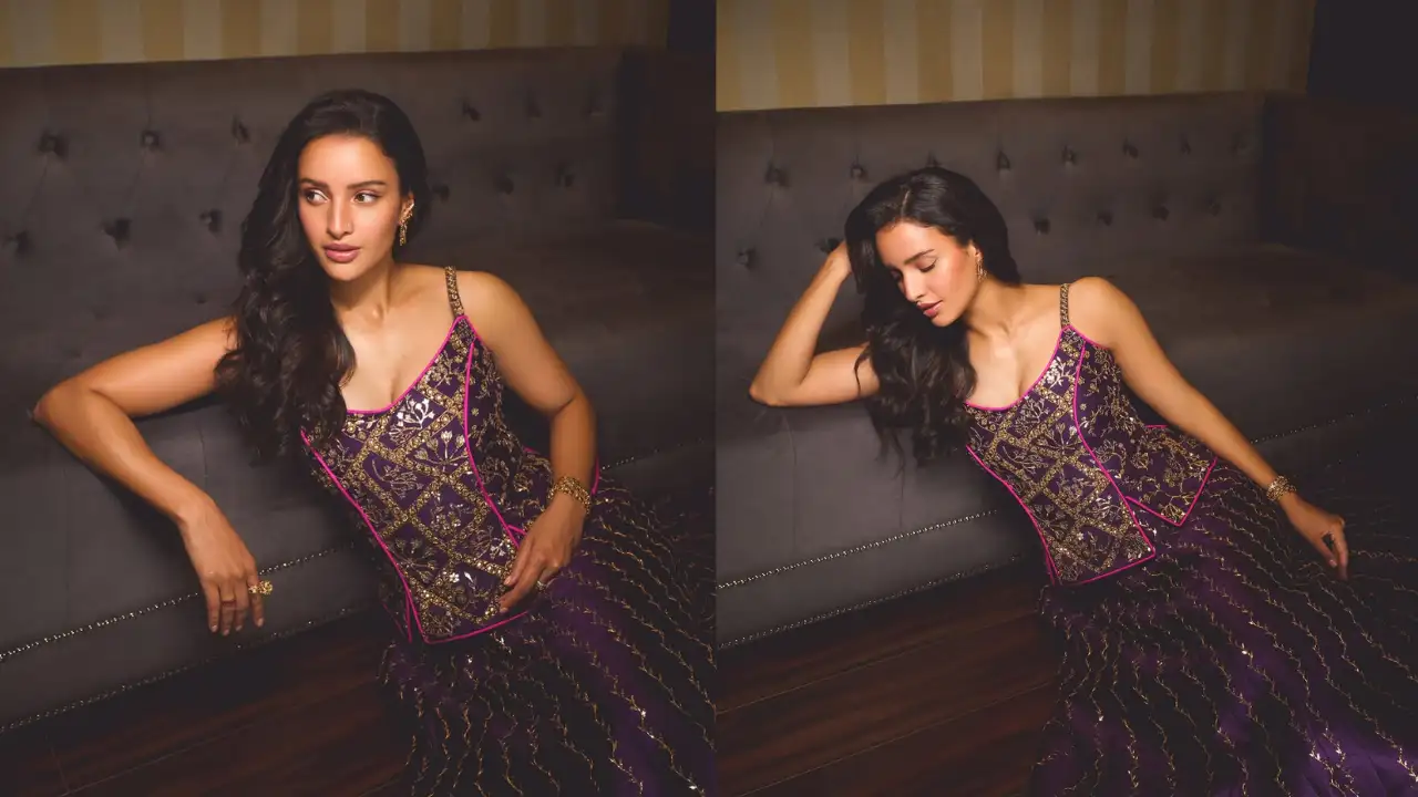 Wearing a stunning purple lehenga designed by Punit Balana, the actress turned in an outfit