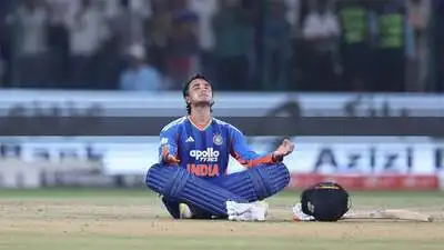 Abhishek smashed 11 sixes and nine fours during his 108-run whirlwind knock off just 34 balls