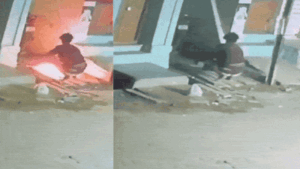 Watch: Petrol bomb attack backfires as accused catches fire, held in Madurai