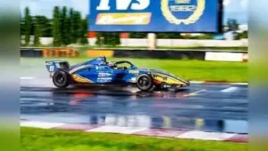 Mehta initially controlled the race as incidents unfolded behind him, with championship