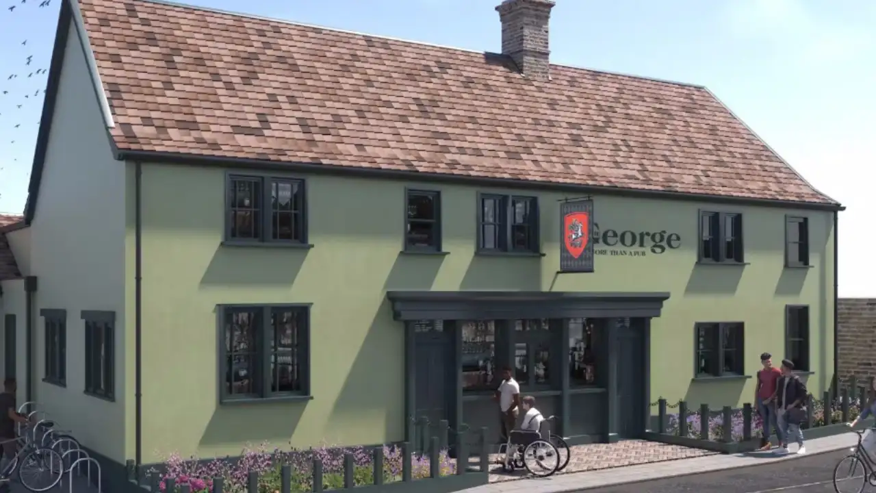 A 500-year-old Suffolk pub was partly destroyed by fire in 2013; 450 community shareholders helped
