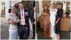 Annabel Croft's daughter surprises in two wedding dresses