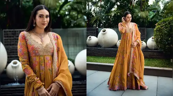 Everyone usually defaults to bright reds, deep maroons, or heavy pinks, but Karisma Kapoor just