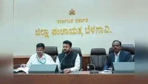 ZP CEO Rahul Shinde addresses a special DCC and DLRC meeting held at the ZP hall on Monday