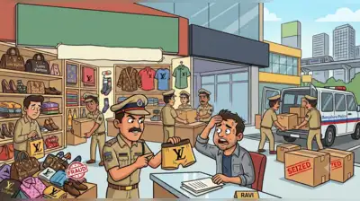 Whitefield police conducted a raid on a textile store for allegedly selling fake Louis Vuitton