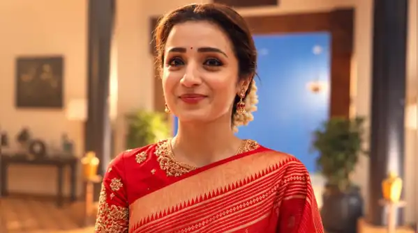 Trisha Krishnan's crimson saree is serving goddess energy this Maha Ashtami — Durga Puja 2026