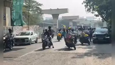 Chennai: Bikers carrying flags and heading to Thevar Jayanthi celebrations performed dangerous