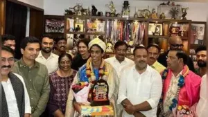 Health and family welfare minister UT Khader visited athlete MR Poovamma at her residence