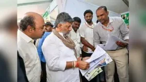 CM DK Shivakumar received petitions from public during Prajaseva Abhiyan at Periyapatna