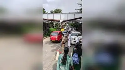 Kochi : Crossbar of the railway track viaduct in Pandit Karuppan Road, Thevara, was damaged