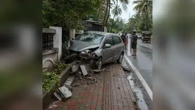 The car that went out of control rammed a parked scooter, which was gutted in the resulting fire