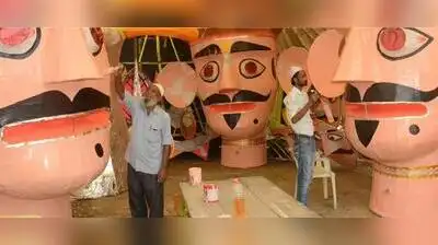 Muslim family from Rajasthan is preparing effigies of Ravana, Meghnad and Kumbhkaran