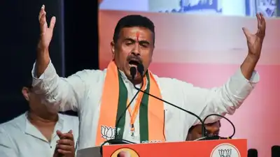 BJP Legislative Party leader Suvendu Adhikari today took oath as the state’s first BJP chief