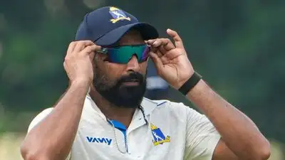 Bengal's Mohammad Shami during the Ranji Trophy Elite Group C cricket match between Delhi