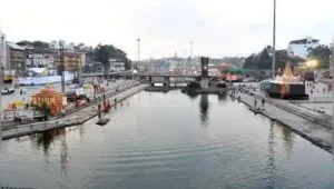 As fresh water was released from Gangapur Dam, water flowed through the Ramkund stretch