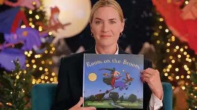 Kate Winslet reads 'Room on the Broom' for children during the Halloween season, adding its 104th