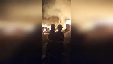 Two furniture shops were completely gutted in a fire near Medchal checkpost in the early hours