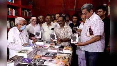 CPM veteran Biman Bose opens a book stall at Jadavpur on Tuesday