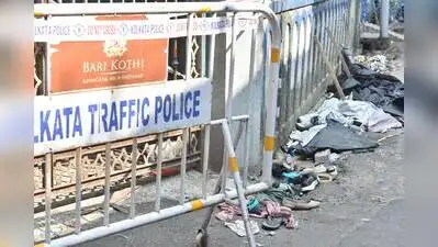 Kolkata: The guard rails at the entrance and exit of the sealed Chorbagan Durga Puja pandal