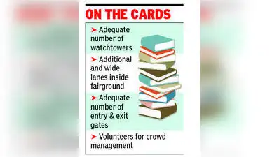 Watchtowers, wide lanes to manage book fair crowd