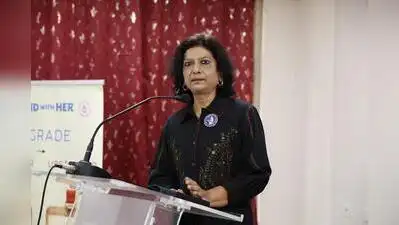 Charu Sinha addresses students of Osmania University at a 'Stand: The wider industry impact
