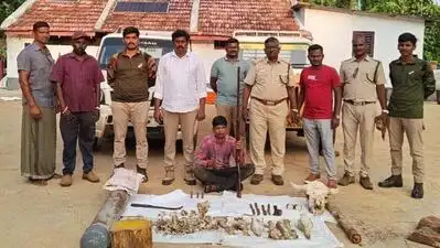 Forest department officials seized parts of a country-made gun, empty cartridges and remains