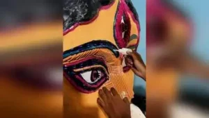 Kolkata: A 5.5-ft-tall representation of Goddess Durga is being created with recycled ballpoint