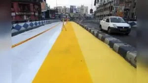 Flyover road surfaces receives festive coat of paint