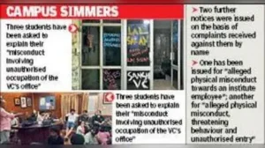 Amid the ongoing sit-in protest at SRFTI, eight students have been issued show-cause notices