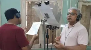 Dilip Ghosh records the Jhalmuri song with Lokesh Giri