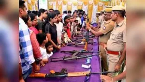 Madurai district police organised an arms exhibition on Tuesday as part of the observance