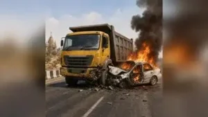 Dhandhuka man charred to death after dumper drags car 30ft