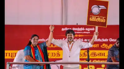 Campaigning for TVK candidate P Sathyabama, Vijay accused AIADMK general secretary Edappadi K