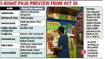 Kolkata: Eight Kolkata Durga Pujas have been shortlisted for grants under the inaugural Durga