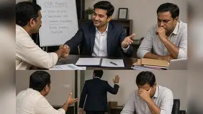 An AI-generated illustration of a man assuring CSR funding and projects during a meeting
