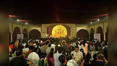 22-feet-tall Durga idol at the Durga Puja celebrations organised by Cyberabad Bengali