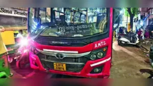 AMTS bus after drunk driver hit pedestrians in Jamalpur