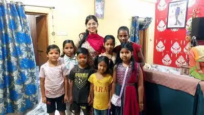 Little Saraswatis deified with gifts of learning aids
