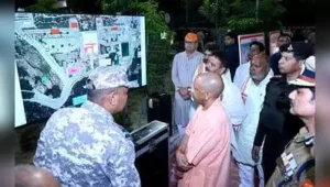 Chief Minister Yogi Adityanath inspected arrangements at Varanasi’s Namo Ghat on Wednesday