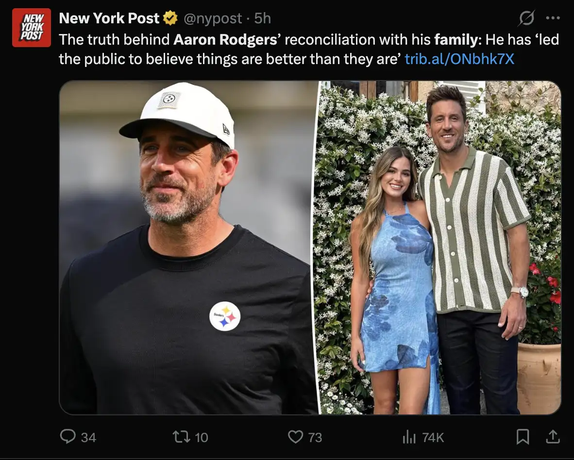 Aaron Rodgers may have finally started putting his family drama behind him, but it looks like